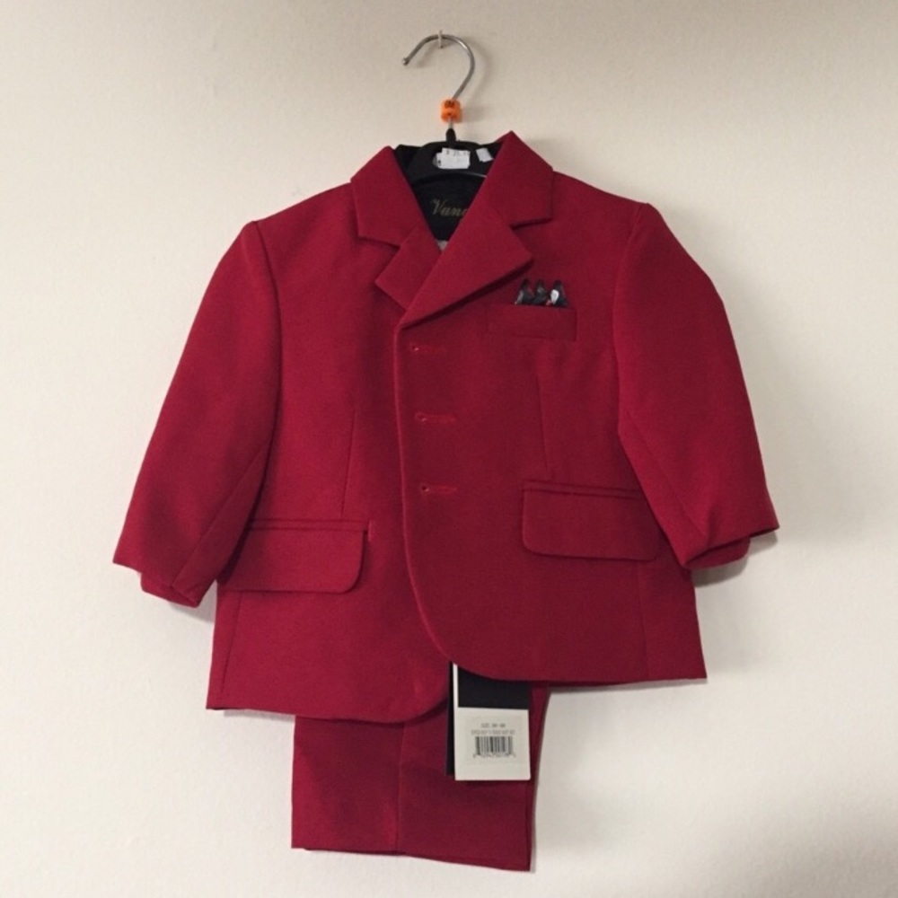 Red 5 Piece Set Kids Suit with Tie